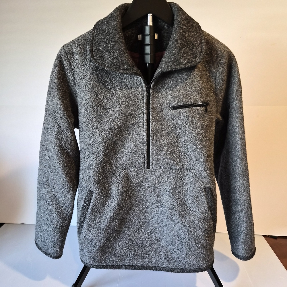 Veeko Gray‎ Textured Quarter-Zip Pullover Jacket - Size 36